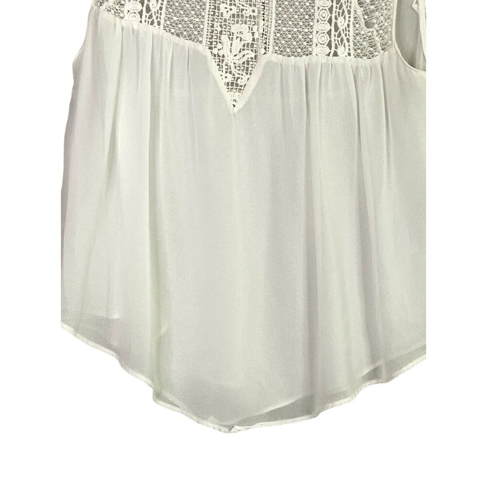 Zara TRF Sheer Sleeveless Lace Flowy Boho Blouse Button Eyelet Back S White - Picture 4 of 15